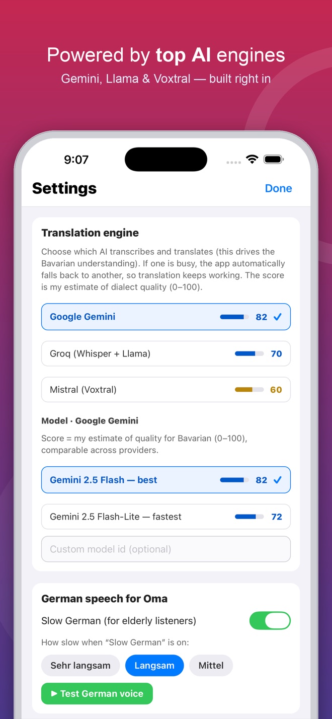 Powered by top AI engines — Gemini, Llama and Voxtral built right in